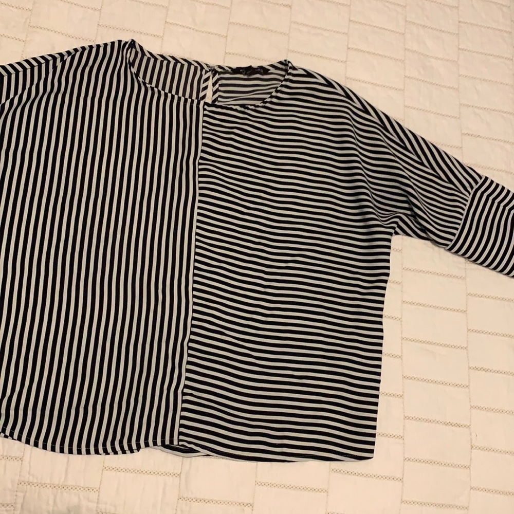 Black and white striped blouse
